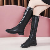 Breakj 2025 New Korean Version Of The Large-Size High-Carry Knight Boots Round Head With Thick And Long Boots With Martin