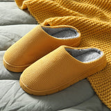 Winter Keep Warm Slipper Home Plush Slides Solid Color Women Warm Indoor Beadroom Hourshold Shoes Men Cotton