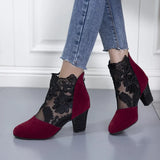 Gauze High-Heeled Sandals Women's Large-Size Fashion Round Heels Roman