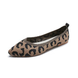 Fashion Breathable Leopard Mesh Ballet Flats Pointed Toe Slip On Loafers Women Casual Soft Rubber Sole Boat