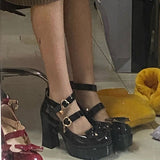 Mary Jane High Heels Girls 2023 New Sweet Students High-Looking Single Shoes Bow Tie Small Leather Shoes