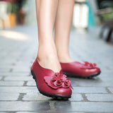 Genuine Leather Loafers Leisure Summer Platform Shoes Women Slip-On Flower Elegant Ladies Party Walking Footwear