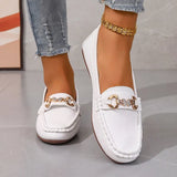 Breakj Bean Shoes Women's New Round Head Shallow Mouth Water Drill Chain Flat-Soled Casual Shoes In The Fall Of