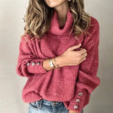 Solid turtleneck Knitted Sweater Female winter warm Loose Knitwear Lady Autumn Casual loose long sleeve pullovers Tops