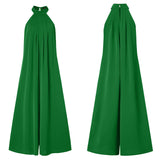 Oversized ZANZEA Fashion Women Jumpsuits 2022 Summer Pleated Wide Leg Overalls Casual Solid Sleeveless Loose Button Up