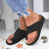 Large-Size Toe Sandals Flat-Soled Solid-Color Sandals Women's Thick Soles Women's Sandals Direct
