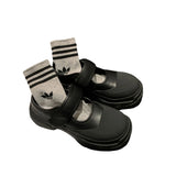 ~Cao Beautiful Texture Ugly Cute Single Shoes 2024 Cowhide Muffin Velcro Casual