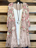 Women Summer Office Casual Long Loose Coat Elegant Floral Print Cardigan Spring New Three-quarter Sleeve Loose Tops