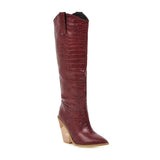 Breakj Scale Print Ankle Boots New Wood Grain High Heel High Boots