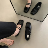 Style Dress, Shallow Mouth, Vintage Leather Shoes, Women's 2024 New Spring And Autumn Flat-Soled Mary Jane