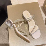 Breakj Wearing Cold Slippers Women's Summer Wear 2025 New Water Drill Fairy Crystal Coarse Sandals Net Red High