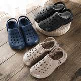 Winter Men Clogs With Fur Fashion Khaki Black Blue Plush Warm Mule Clogs Slippers Sandals Garden Fur Clogs Garden