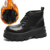 Breakj Boots Men In Autumn And Winter Increased Tooling Locomotive Wind Super Fire Leather Boots Big Head Advanced Sense Ankle Boots