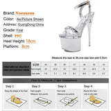 Super High Heel 18cm Shoes Silver Stiletto Cross Straps Women's Sandals Nightclub Sex 41 42 43 Women Shoes Pole