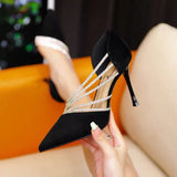 Breakj High-Heeled Women's Niche Temperament Working Shoes 2025 Summer New Water Drill Tip Finger Fine Heel Single Shoes