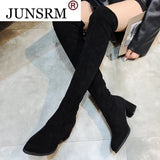 Autumn Suede Style Slim Comfortable Sexy Long Tube Over-the-knee Thick-soled Round Toe Strap Fashion High-Top Women's