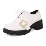 Big Size 43 Female Pumps Solid Lace Up Buckle Chunky Heel Platform women's Pumps 2022 New Casual Leisure