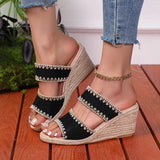 Breakj Size Hemp Rope Slope With Slippers Female 2024 Summer New Retro Trend Thick Bottom With