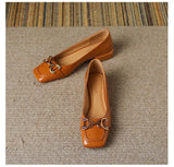 Women Pumps PU Decoration Ladies Square Heel Single Shoes Retro Square Toe Casual Zapatos Mujer Primavera Verano