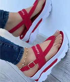 Breakj 2023 Large-Size Slope Heel Buckle With Sandals Women In Southeast Asia New Wearing Roman