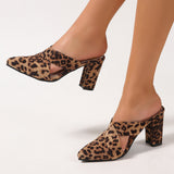 Breakj Back Empty Sandals Coarse Women's Shoes 8Cm Pointed Deep Mouth Side Velvet Half-Dragging Fashion Pointed High Heels
