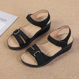 Summer New Retro Women's Shoes Sandals Car Line Hole Shoes Large Size Round Head Slope Heel Comfortable Sandals