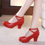 New 2022 Fashion Women Pumps With High Heels For Ladies Work Shoes Dancing Platform Pumps Women Genuine Leather Shoes Mary