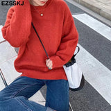 spring autumn WOOL oversize sweater pullovers Women basic loose O-neck THICK Sweater female knit