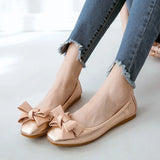 Women Soft Ballet Flat Shoes PU Womens Foldable Soft Square Toe Ballet Flats Butterfly Knot Loafers Woman Ballet Flats