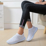 Breakj Large-Size With Diamond Flying Sneakers New Net Shoes Women's Shoes Low-Heeled Mesh Sports Casual