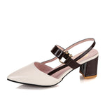 Women's Summer 2023 New Style With Korean Version Of Baotou Pointed One-Word Buckle Roman Shoes Shallow Mouth Thick