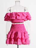 2025 Summer New French Temperament Two Sets Of High-End Wood Ear Top Sexy Skirt Short Suit