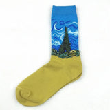 Cotton Socks Funny Oil Painting Fashion Happy Socks Night Winter Male Female Colorful Print Van Gogh Art Sock one