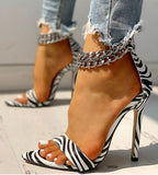 Pointed Toe Chain Fluorescent Sandals Women Design Thin High Heel Ladies Shoes Stiletto High Heels Women Pumps Shoes