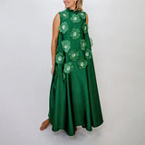 New Dress In The Summer Of 2025, Elegant Casual Round Neckless Loose Flowers Splicing Design
