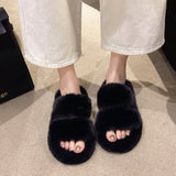 Breakj Thick-Bottomed Fur Slippers Wearing Autumn New Fashion Slope And Loose Cake Bottom-Size Cotton