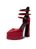Spring and Summer New Luxury Women's Shoes Fashion Sexy High Heels Party Shoes Wedding Shoes Patent Leather Platform