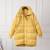 White Duck Down Long Jacket Woman Stand Collar Coat Winter Loose Waterproof Down Overcoat Parka Female Warm Snow
