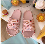 for women Bathroom Slippers Smile Bear Pattern Antislip House Zapatillas Casa Salle de Bain Flat Shoes