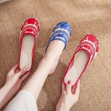 Breakj Blue And White Porcelain National Wind Beef Tendon Bottom Leisure Walk Summer Sandals Embroidered Shoes