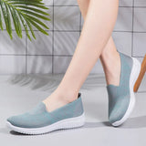 Walking Shoes Mesh Breathable Casual Women Sneakers Slip-On Sock Vulcanized Shoes Autumn Light Knitted Ladies Loafers