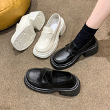 Leather Shoes Female 2024 Spring And Autumn New Fashion Round Head Thick Heel British Wind Thick Platform Loafers A Foot Pedal Single Shoe