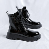 Breakj Boots Men's British Boot Men's 2023 Bright Leather Work Leather Shoes