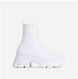 Winter New Couple Socks Shoes Women Thick-soled Casual Large Size Net Red Stretch Fabric Knitted Short Boots Women