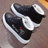 New Winter Women Ankle Boots Warm Plush Woman Vulcanized Shoes PU Walking Sneakers Casual Flats Lace Up Ladies Snow