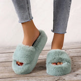 Women Fashion Warm Fluffy Slippers Cozy Faux Fur Slippers Indoor Outdoor Slides Soft Furry Ladies Flats Platform Slippers