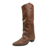 Breakj Rivet High-Cube Trouser Boots French Women's Boots With Western Cowboy Boots Knight Boots Small Long
