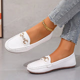 Breakj Bean Shoes Women's New Round Head Shallow Mouth Water Drill Chain Flat-Soled Casual Shoes In The Fall Of