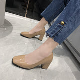 Breakj Casual Women's Shoes 2025 Spring New Fashion Square Head High Heel 4243 Large Women's