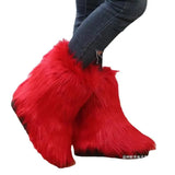2025 New Flower Long-Haired Long-Haired Sleeve Snow Boots Women's Large Size Hairy Female